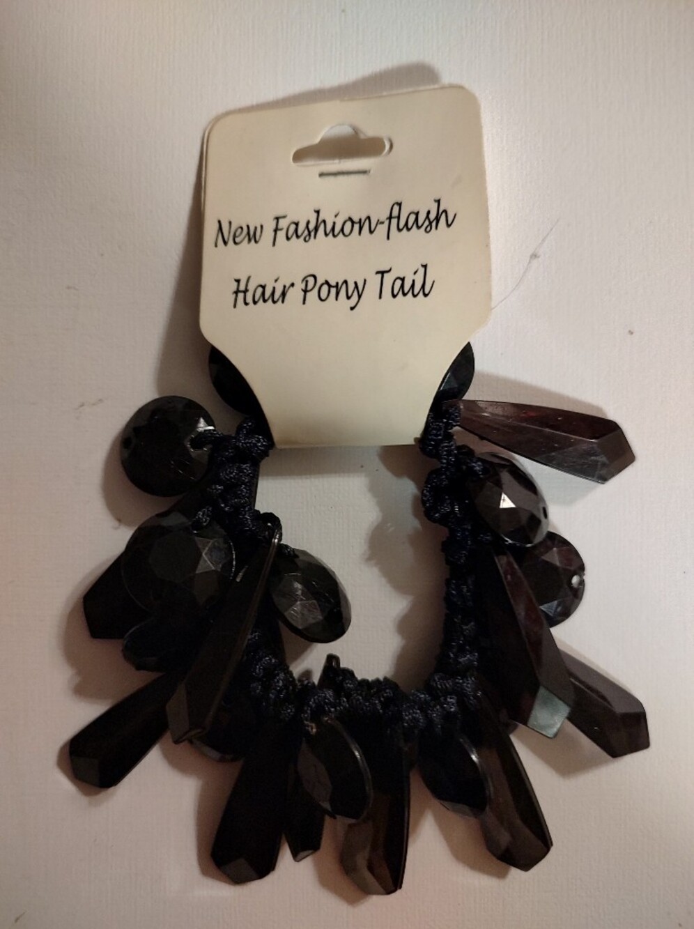 Black Beaded Hair Pony Tail